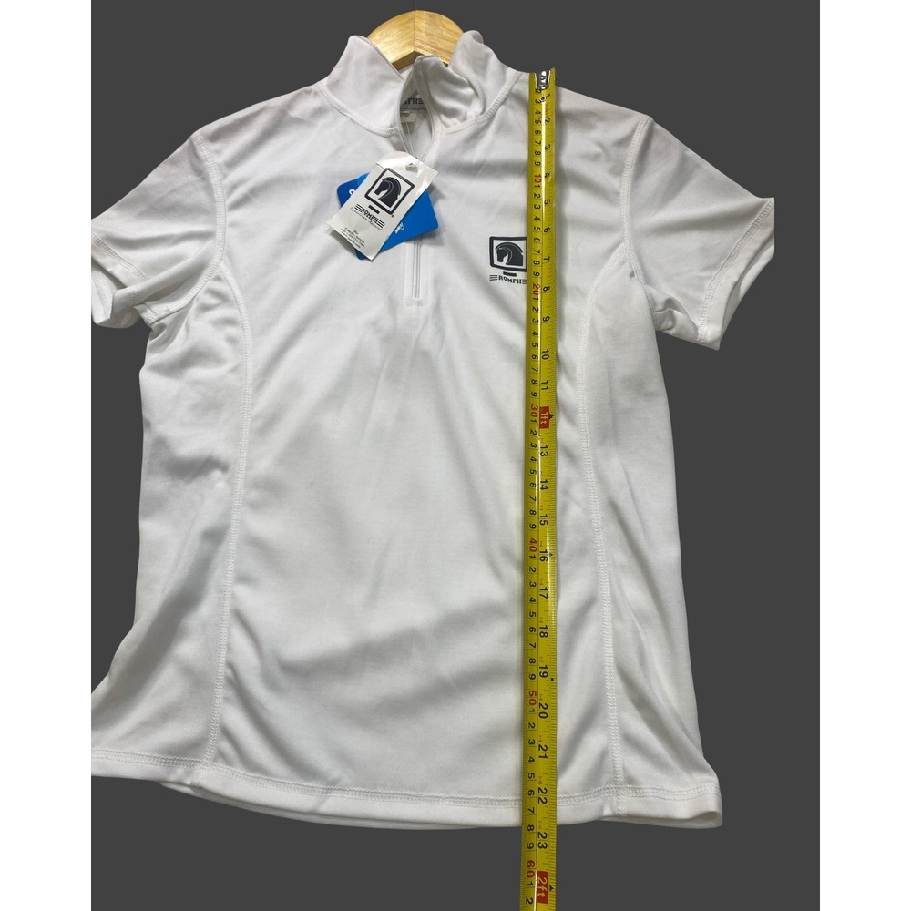 Romfh Equestrian Show Shirt Womens White CoolMax Short Sleeve Quarter Zip Size 2 - Picture 8 of 8